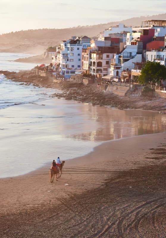 Taghazout surf village view from the hill near Agadir